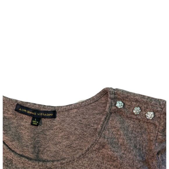 Women's Adrienne Vittadini Mauve Ruffle Soft Sweater, Size Large - Picture 7 of 8